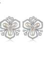 thumb Copper With Platinum Plated Classic Flower Wedding Stud Earrings 0