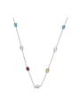 thumb Simple Colorful Crystals Shell Pearls Sweater Chain 0