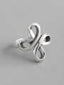 thumb 925 Sterling Silver With Antique Silver Plated Vintage Hollow Flower Free Size Rings 2