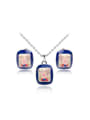 thumb Blue Square Shaped Polymer Clay Two Pieces Jewelry Set 0