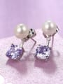 thumb Copper Alloy White Gold Plated Pearl Zircon Creative Multiuse stud Earring 2