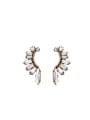 thumb Shining Rhinestones Leaves Shaped Stud Cluster earring 0