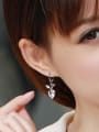 thumb Copper Alloy White Gold Plated Fashion Heart-shaped Zircon drop earring 1