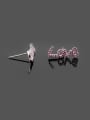 thumb Love Letter Red Corundum 925 Sterling Silver Needle Platinum Plated Fashion stud Earring 2