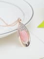 thumb Alloy Rose Gold Plated Fashion Pink Stone Oval-shaped Two Pieces Jewelry Set 1