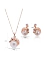 thumb Alloy Rose Gold Plated Fashion Artificial Pearl Crocodile Two Pieces Jewelry Set 3
