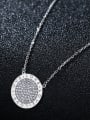 thumb 925 Sterling Silver With Platinum Plated Simplistic Full Diamond  Round Necklaces 1