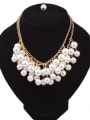 thumb Elegant White Imitation Pearls Gold Plated Alloy Necklace 0