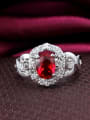 thumb Exquisite Red Geometric Shaped Zircon Copper Ring 1