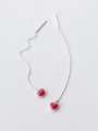thumb All-match Red Heart Shaped Glue S925 Silver Line Earrings 0
