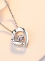 thumb Fashion Rotatable Cubic Zircon Heart 925 Silver Pendant 2