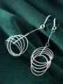 thumb 925 Sterling Silver With Platinum Plated Bohemia Round Hook Earrings 1