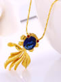thumb Copper Alloy 24K Gold Plated Retro style Goldfish Zircon Necklace 1