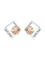 thumb Fashion austrian Crystals Hollow Cube Alloy Stud Earrings 0