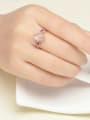 thumb Pink Crystal Opening Silver Noble Ring 1