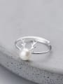thumb All-match Adjustable Antlers Shaped Artificial Pearl Ring 2