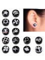 thumb Stainless Steel With Black Gun Plated Personality Round Stud Earrings 0