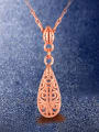 thumb Fashion Hollow Water Drop Shaped Pendant Copper Necklace 2