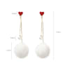 thumb Alloy With Gold Plated Simplistic Round  Plush ball Threader Earrings 2