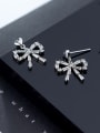 thumb 925 Sterling Silver With Platinum Plated Fashion Bowknot Drop Earrings 2