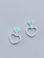 thumb 925 Sterling Silver With Platinum Plated Cute Hollow  Heart Drop Earrings 0