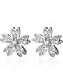 thumb 925 Sterling Silver With  Cubic Zirconia Simplistic Flower Stud Earrings 3