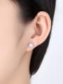 thumb Tiny Cubic Opal stone Copper Stud Earrings 1