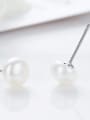 thumb Simple Little Artificial Pearl 925 Silver Stud Earrings 2