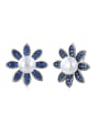 thumb Exquisite Flower Shaped Artificial Pearl Stud Earrings 0