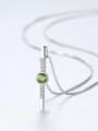 thumb Sterling Silver Green Crystal with 3A Zircon Necklace 0