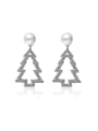 thumb Personalized Christmas Tree Imitation Pearl Stud Earrings 0