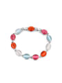 thumb Colorful Oval Shaped Platinum Plated Bracelet 0