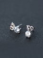 thumb Lovely Owl Shaped Shimmering Zircon S925 Silver Stud Earrings 0