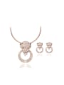 thumb Alloy Rose Gold Plated Fashion Rhinestones Leopard Head Two Pieces CZ Jewelry Set 0