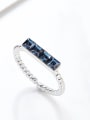 thumb Simple Blue austrian Crystals 925 Silver Opening Ring 2