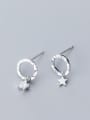 thumb 925 Sterling Silver With Silver Plated Personality Round&Star Stud Earrings 2