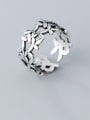 thumb 925 Sterling Silver With Geometric Vintage  Hollow Stitching  Free Size Rings 2