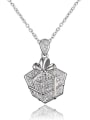 thumb Delicate Platinum Plated Box Shaped Zircon Necklace 0