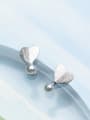 thumb Elegant Heart Shaped Artificial Pearl Brushed Stud Earrings 0