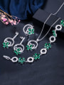 thumb Copper With White Cubic Zirconia  Delicate Flower Wedding 4 Piece Jewelry Set 2