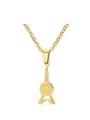 thumb Temperament Gold Plated Clock Shaped Stainless Steel Pendant 0