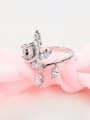 thumb Elegant Silver Plated Leaf Shaped Zircon Ring 1