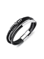 thumb Fashion Multi-band Black Artificial Leather Bracelet 0