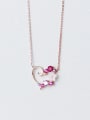 thumb Elegant Rose Gold Plated Flower Shaped Zircon S925 Silver Necklace 0