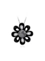 thumb Black Flower Shaped Opal Enamel Necklace 0