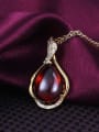 thumb Red 18K Gold Plated Water Drop Opal Necklace 1