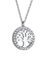 thumb 925 Sterling Silver With Cubic Zirconia Simplistic Wishing tree round card Necklaces 0