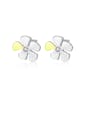 thumb 925 Sterling Silver With Cubic Zirconia  Cute Two-Color Flower Stud Earrings 0