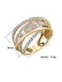 thumb Copper whith Cubic Zirconia Line cross ring 3