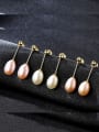 thumb Sterling Silver 7-8mm Natural Pearl Minimalist Design Earrings 0